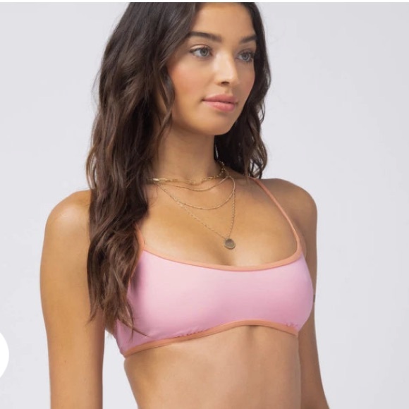 l*space Other - L*Space Pamela Bikini Top in Crystal Pink Tangy, Racerback, Size: Large